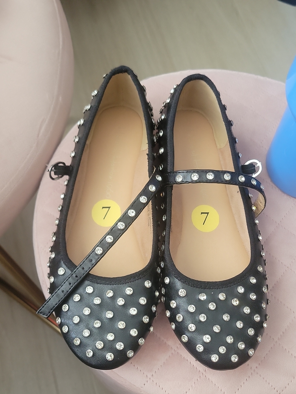 House of Harlow 1960 Black Mary Jane Flats with Clear Studs